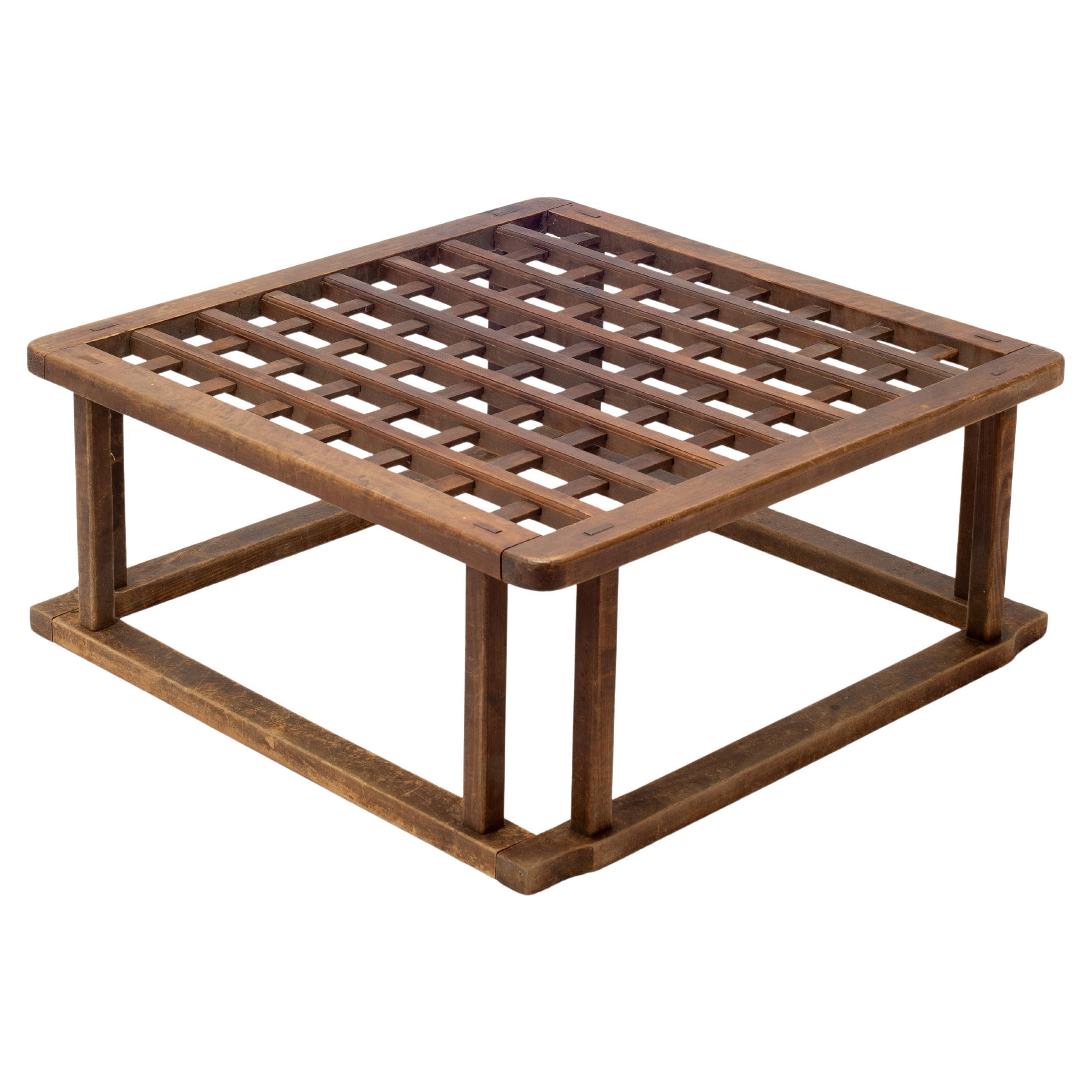 Japanischer Zen Hinoki Kotatsu-Couchtisch mit Lattierarbeit aus der Mitte des Jahrhunderts