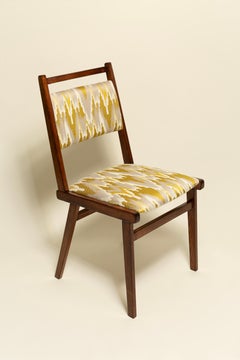 Chaise JAR du milieu du siècle, Jacquard jaune de Dedar, Pologne, Europe, années 1960.