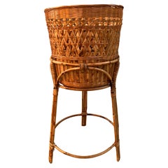Mid century jardiniere in rattan - plant stand for a large indoor plant