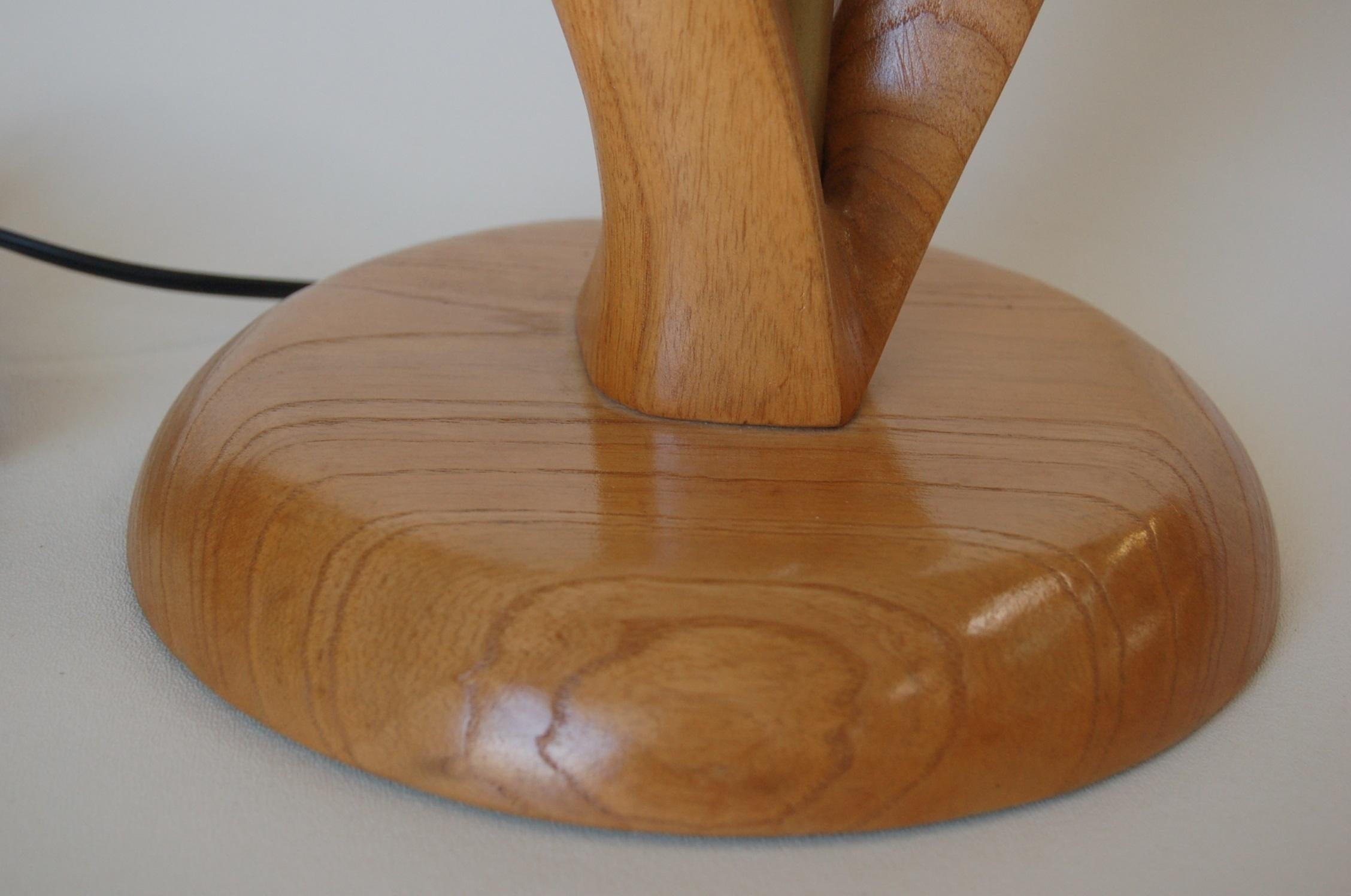 Midcentury Jascha Heifetz Freeform Carved Oak Table Lamp, Pair 6