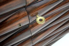 Mid Century  Jatoba, Brass and Glass Dry Bar by Osvaldo Borsani.