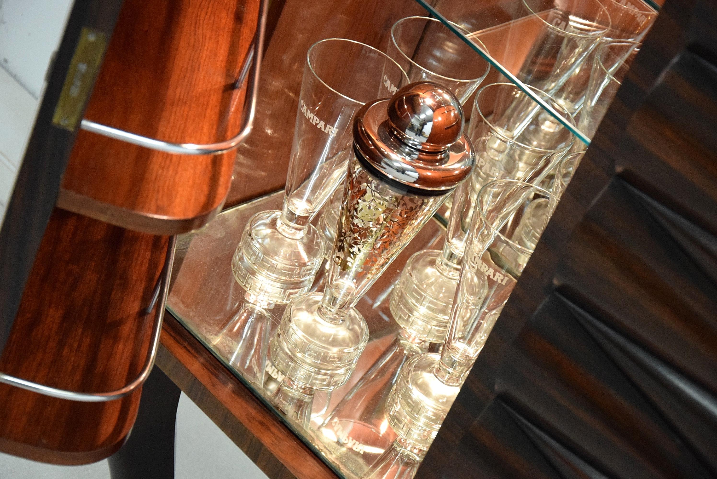 Mid-Century Modern Mid Century  Jatoba, Brass and Glass Dry Bar by Osvaldo Borsani. For Sale
