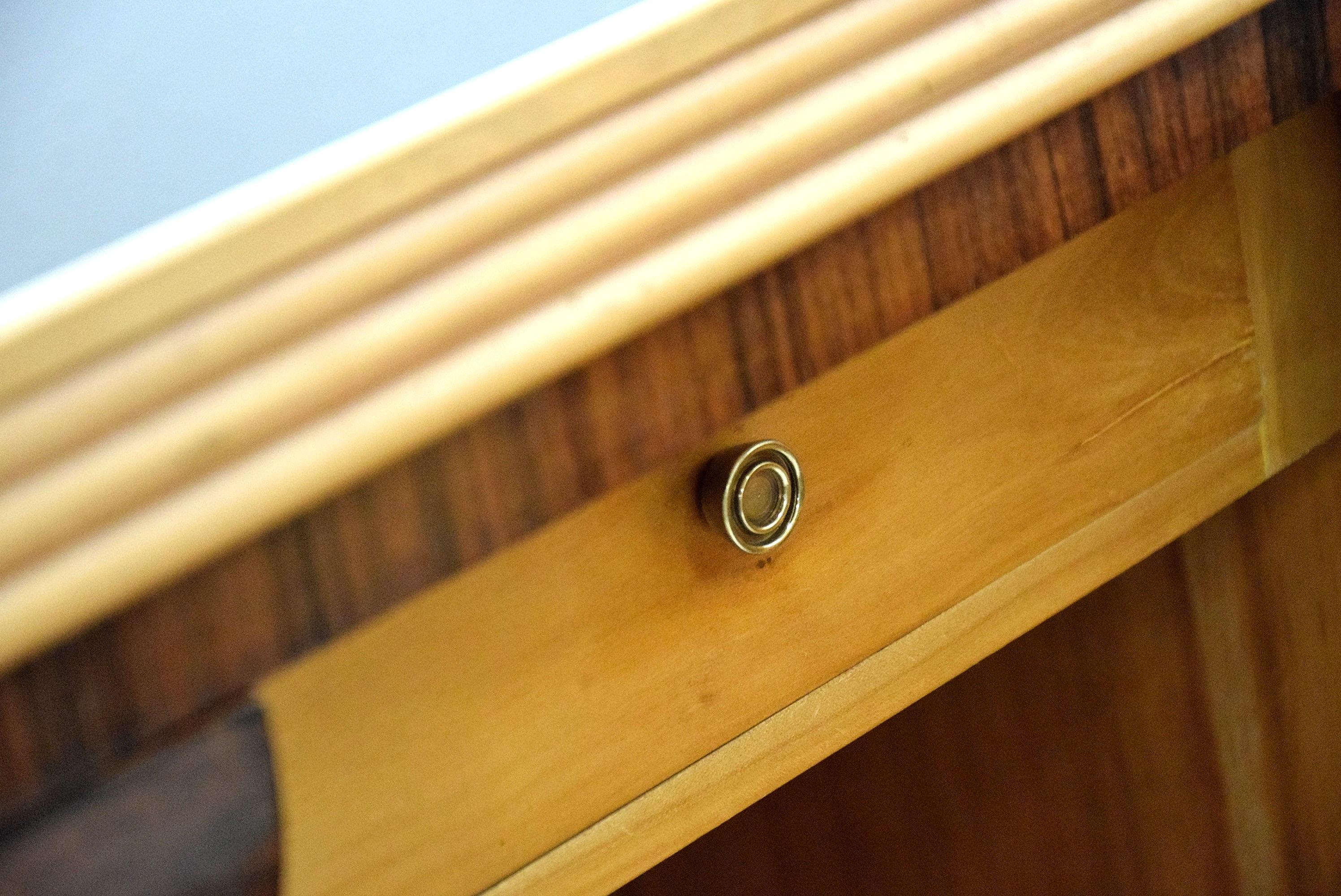 Italian Mid Century  Jatoba, Brass and Glass Dry Bar by Osvaldo Borsani. For Sale