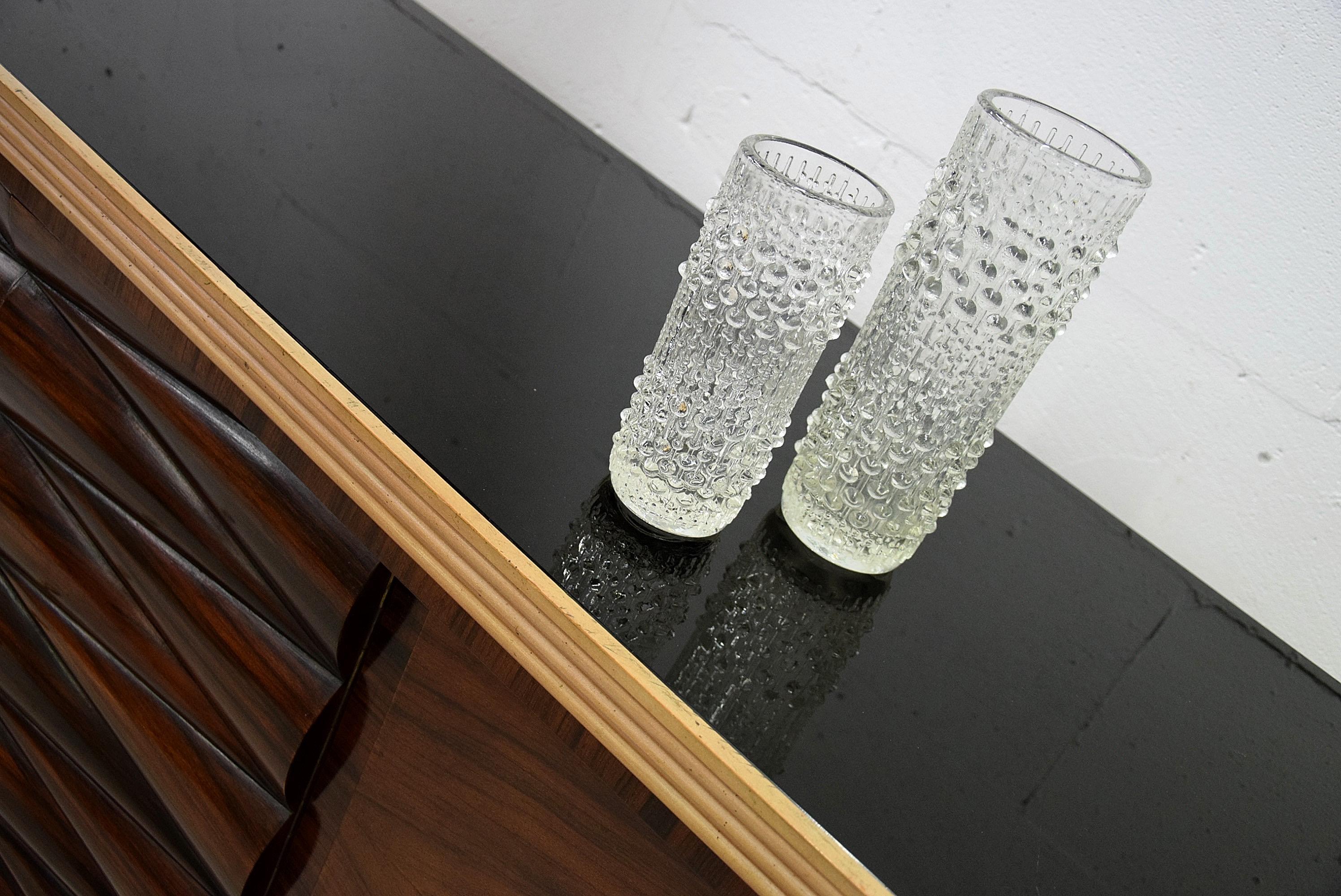 Mid Century  Jatoba, Brass and Glass Dry Bar by Osvaldo Borsani. In Good Condition For Sale In Weesp, NL