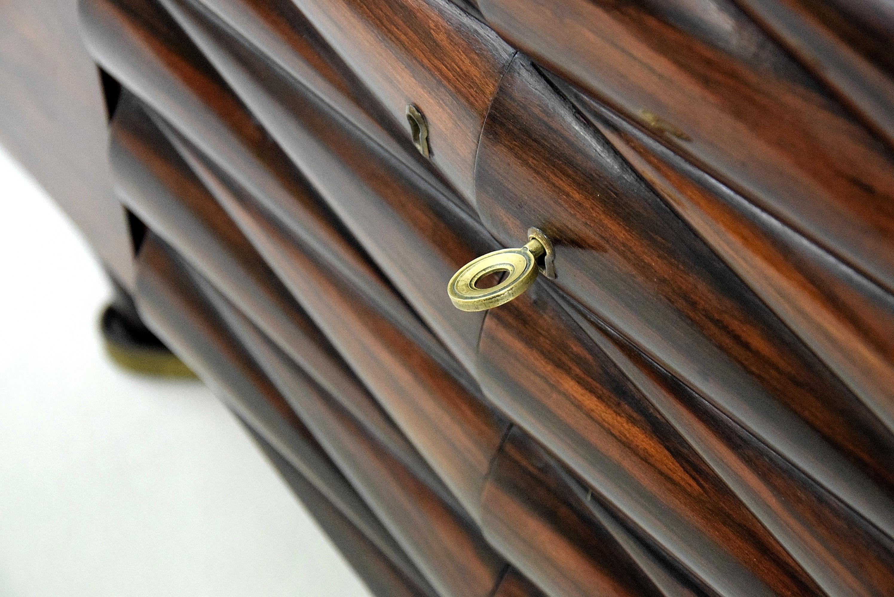 Mid-20th Century Mid Century  Jatoba, Brass and Glass Dry Bar by Osvaldo Borsani. For Sale