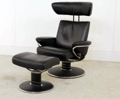Mid Century Jazz Reclining Chair and Ottoman Stool 1960s