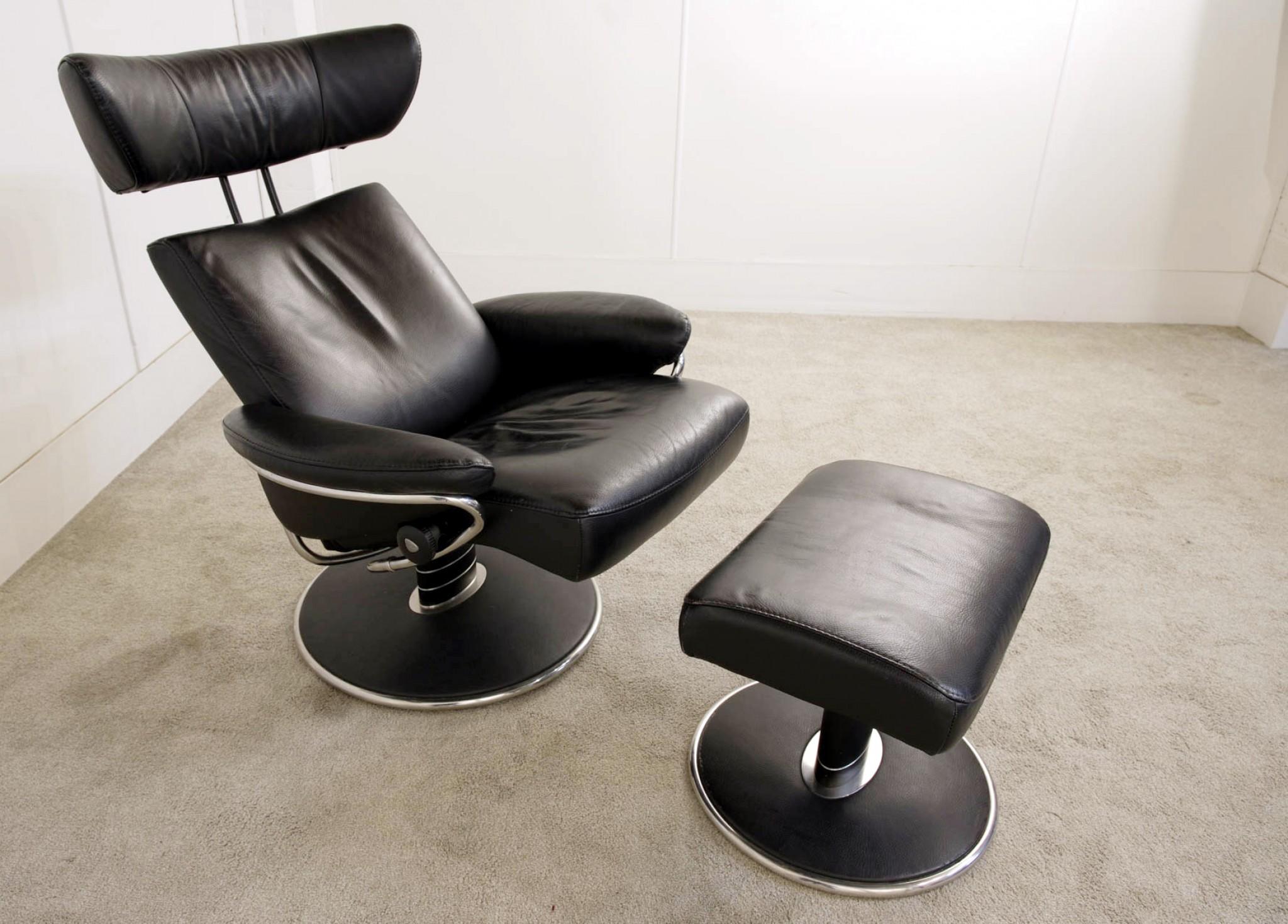 Mid-20th Century Mid Century Jazz Reclining Chair and Ottoman Stool 1960s For Sale