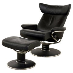 Mid Century Jazz Reclining Chair and Ottoman Stool 1960s