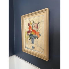 Mid Century Jean Claude Mayodon Oil on Canvas Floral Still Life