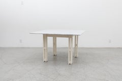Mid-Century Jean Maneval Style Square White Marble Table with Architectural Base
