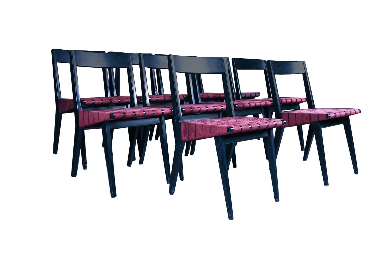 Spectacular set of 10 beautifully, ebonized, dining room chairs model 