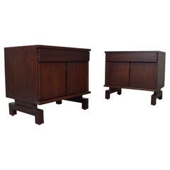 Mid-Century Jens Risom Style Walnut Nightstands