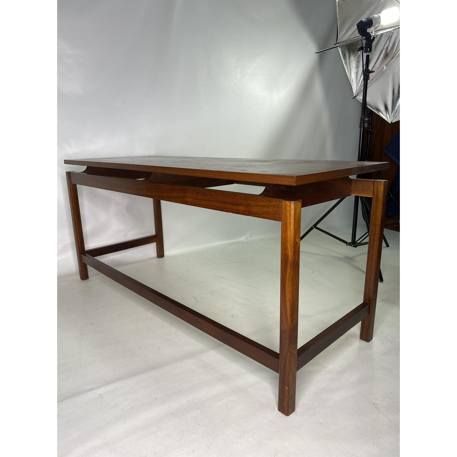 Mid Century Jens Risom Walnut Console Table and Benches 4
