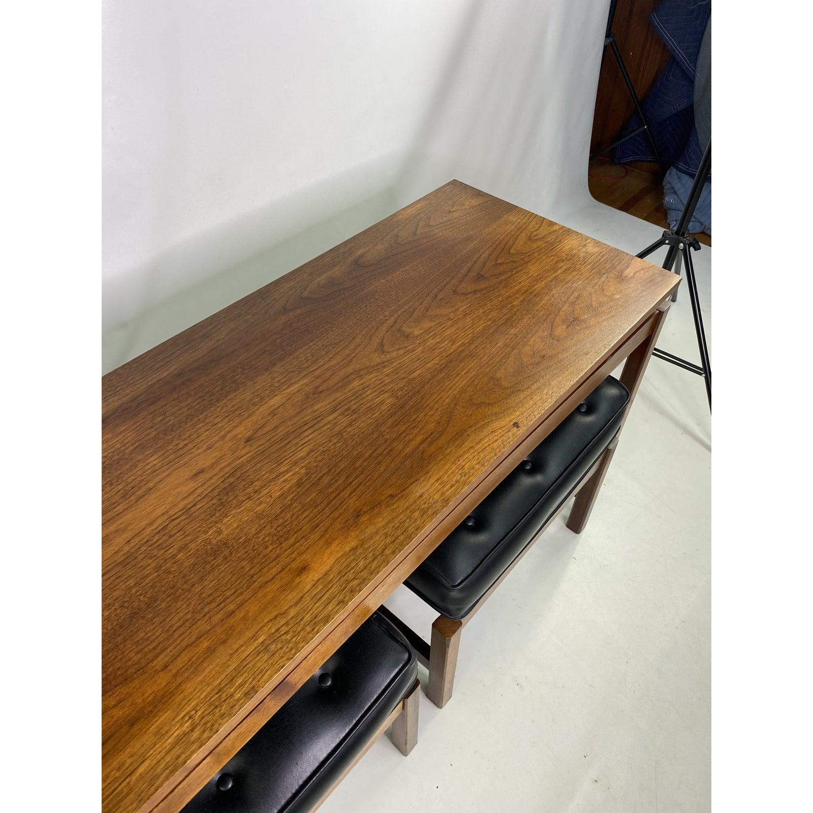 Mid Century Jens Risom Walnut Console Table and Benches In Good Condition In Esperance, NY