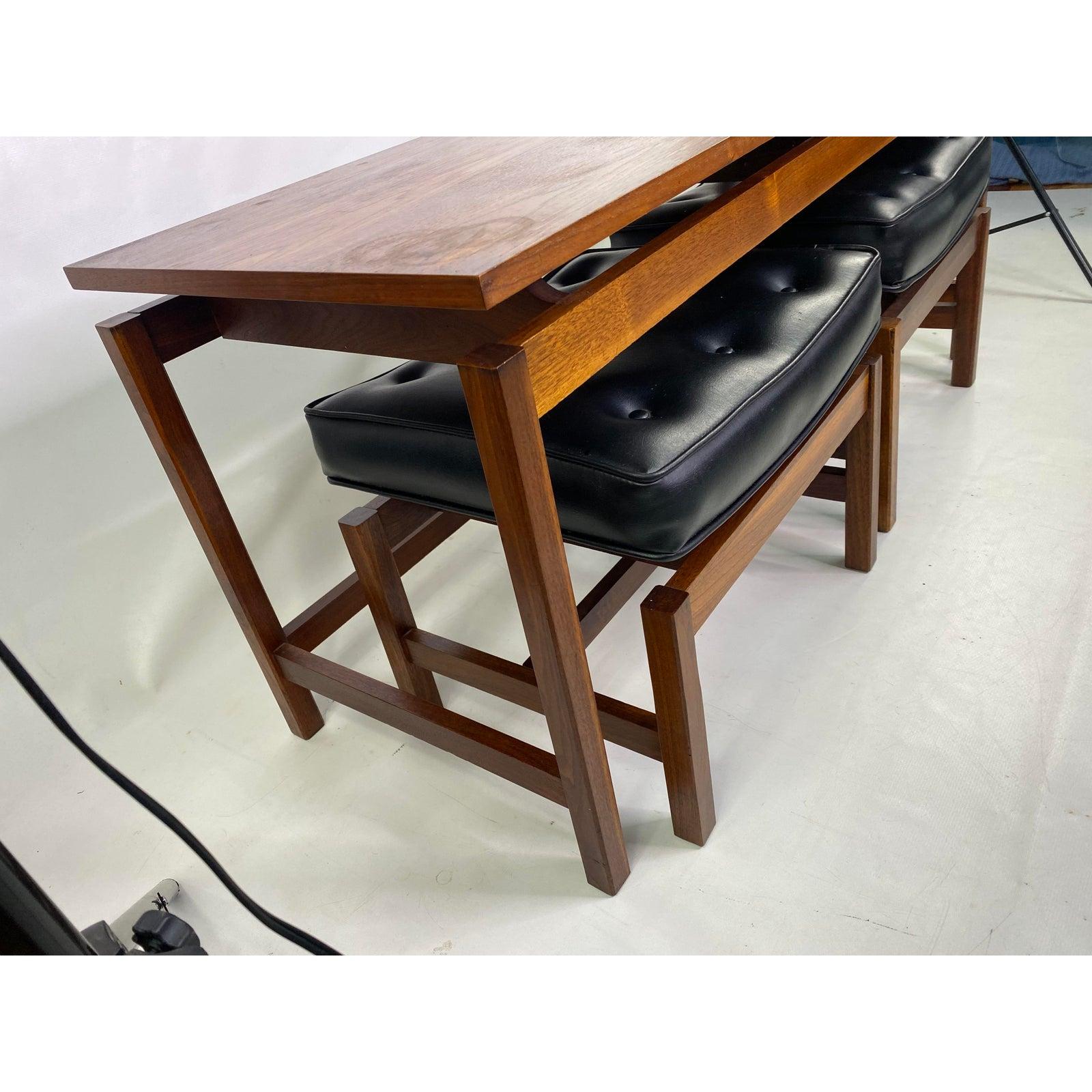 Mid-20th Century Mid Century Jens Risom Walnut Console Table and Benches