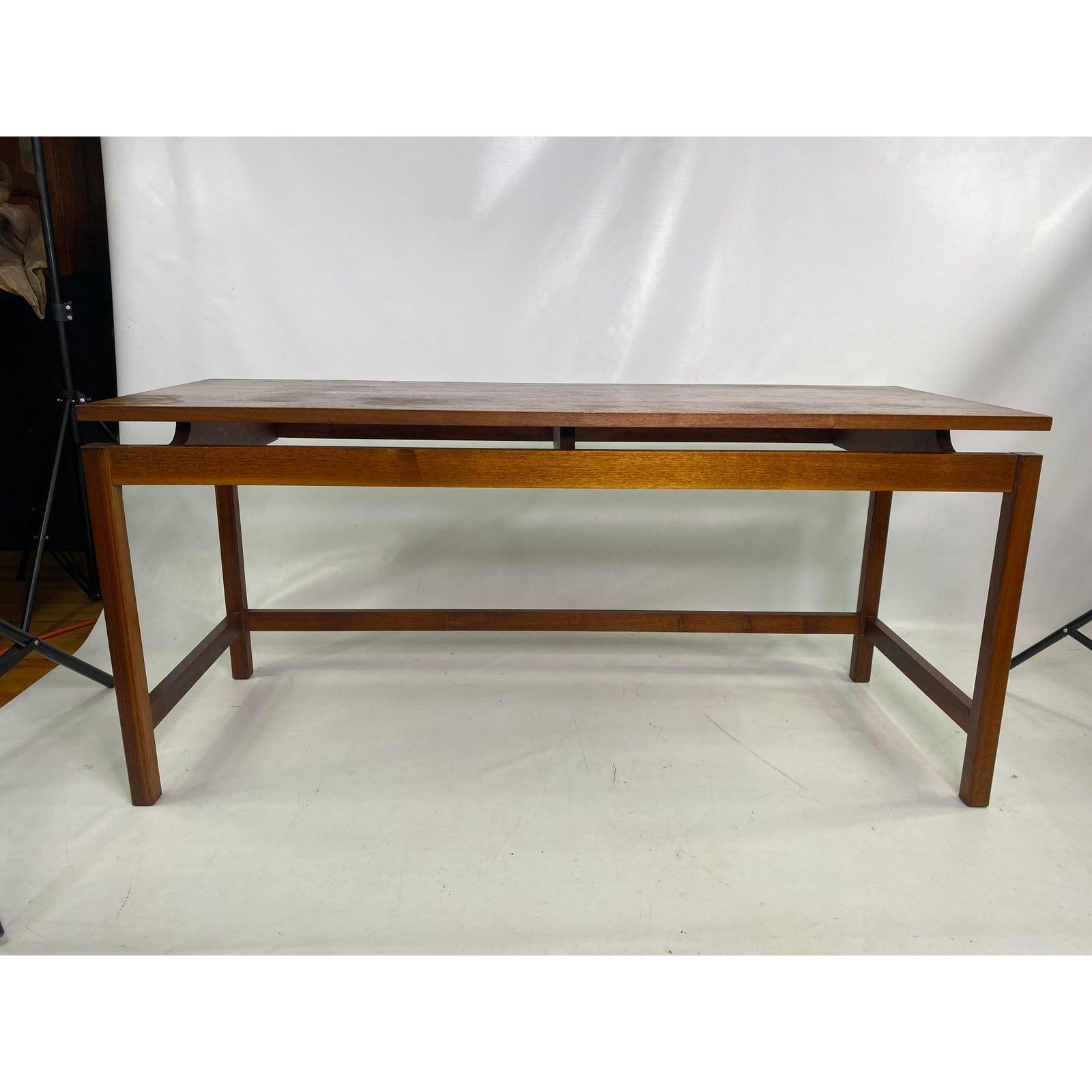 Mid Century Jens Risom Walnut Console Table and Benches 2
