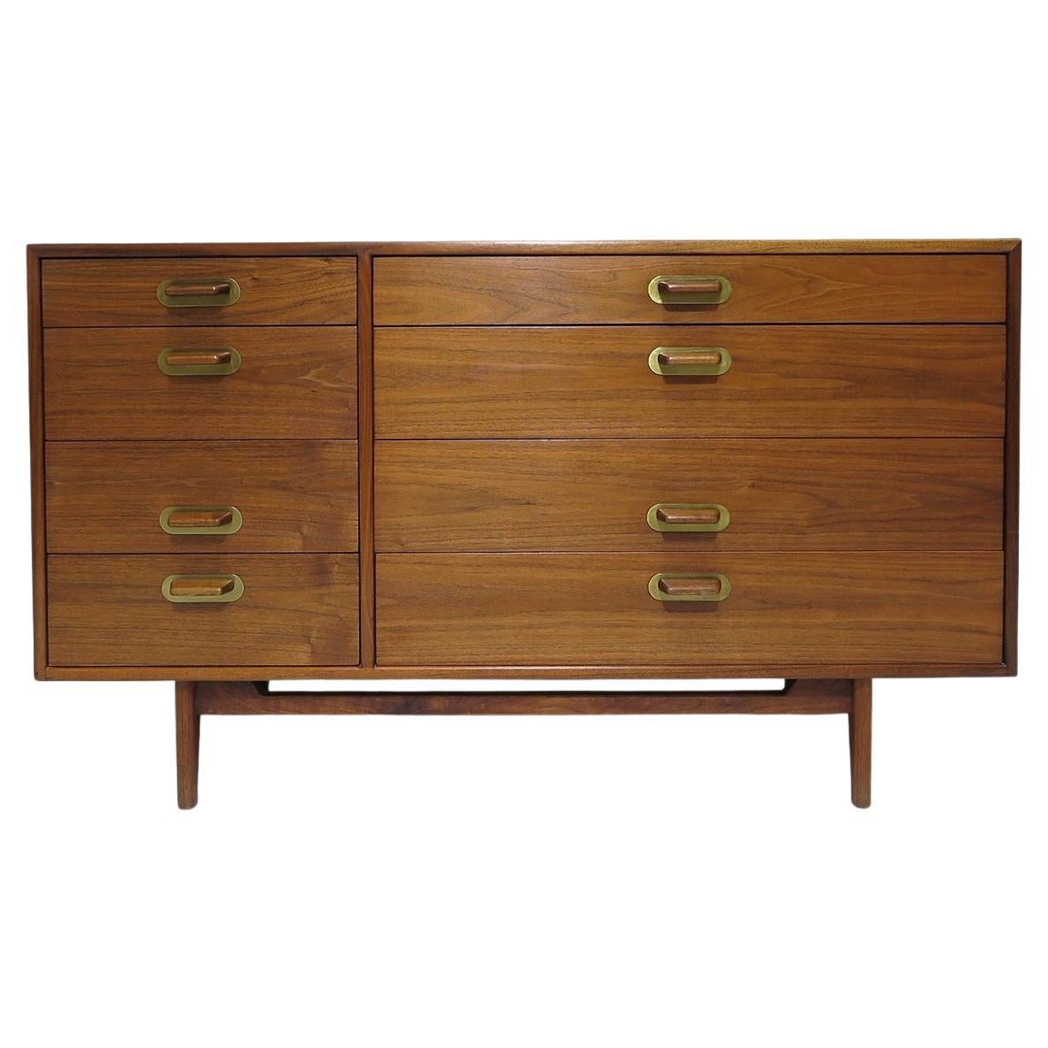 Mid-century Jens Risom Walnut Eight Drawer Dresser