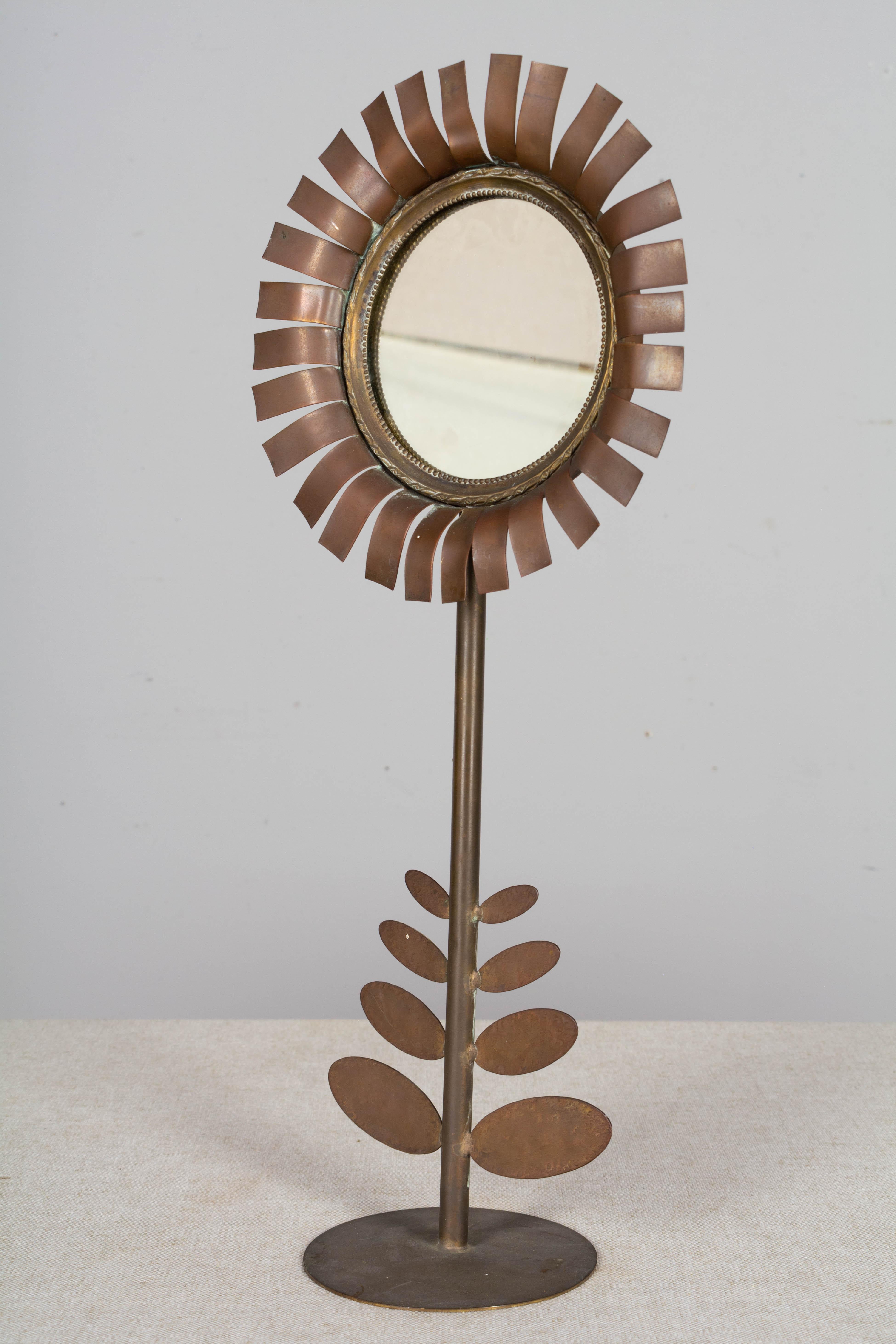 Mid-Century Modern Mid Century Jere Style Flower Sculpture with Mirror