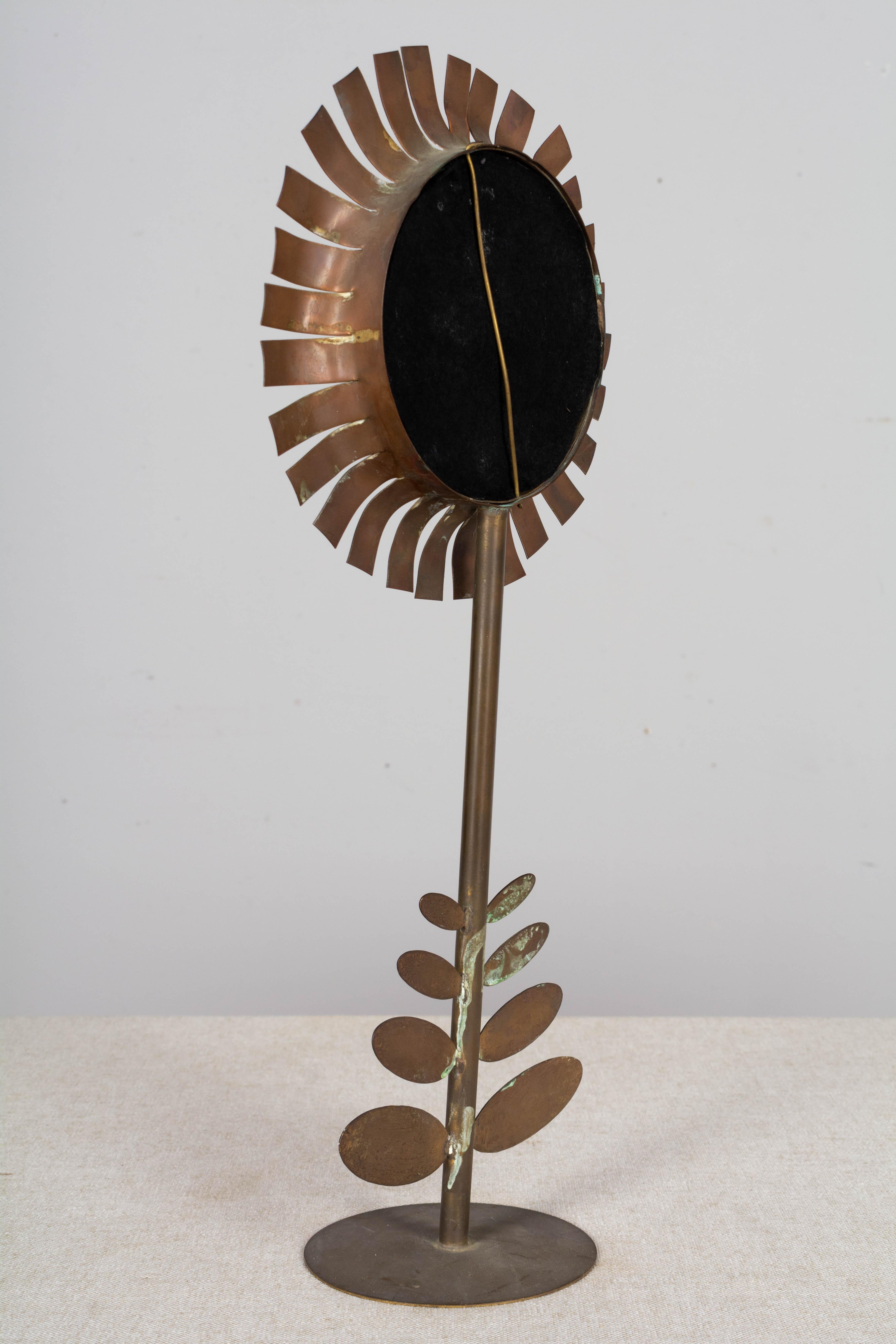 Hand-Crafted Mid Century Jere Style Flower Sculpture with Mirror