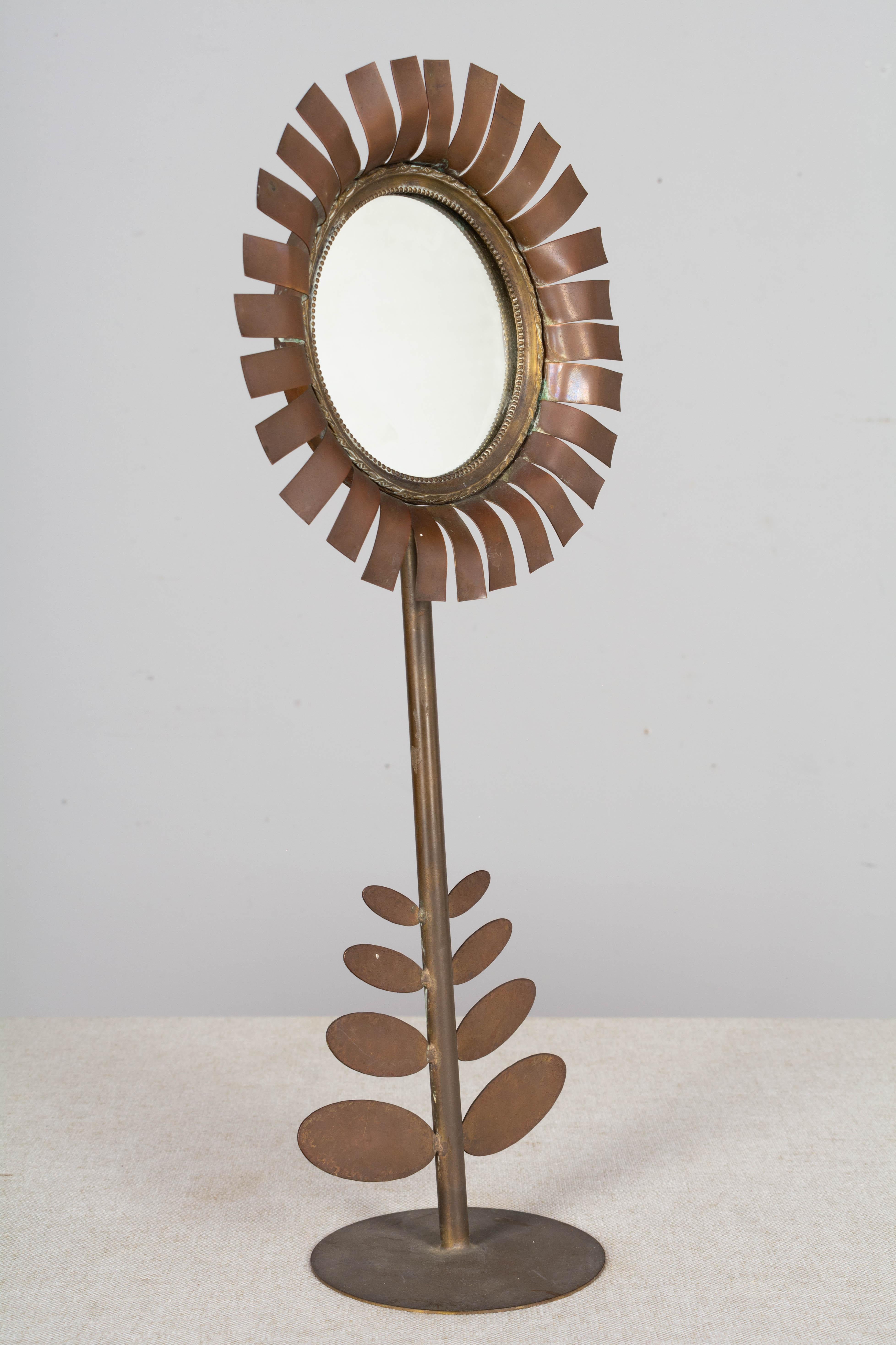 Mid Century Jere Style Flower Sculpture with Mirror 1