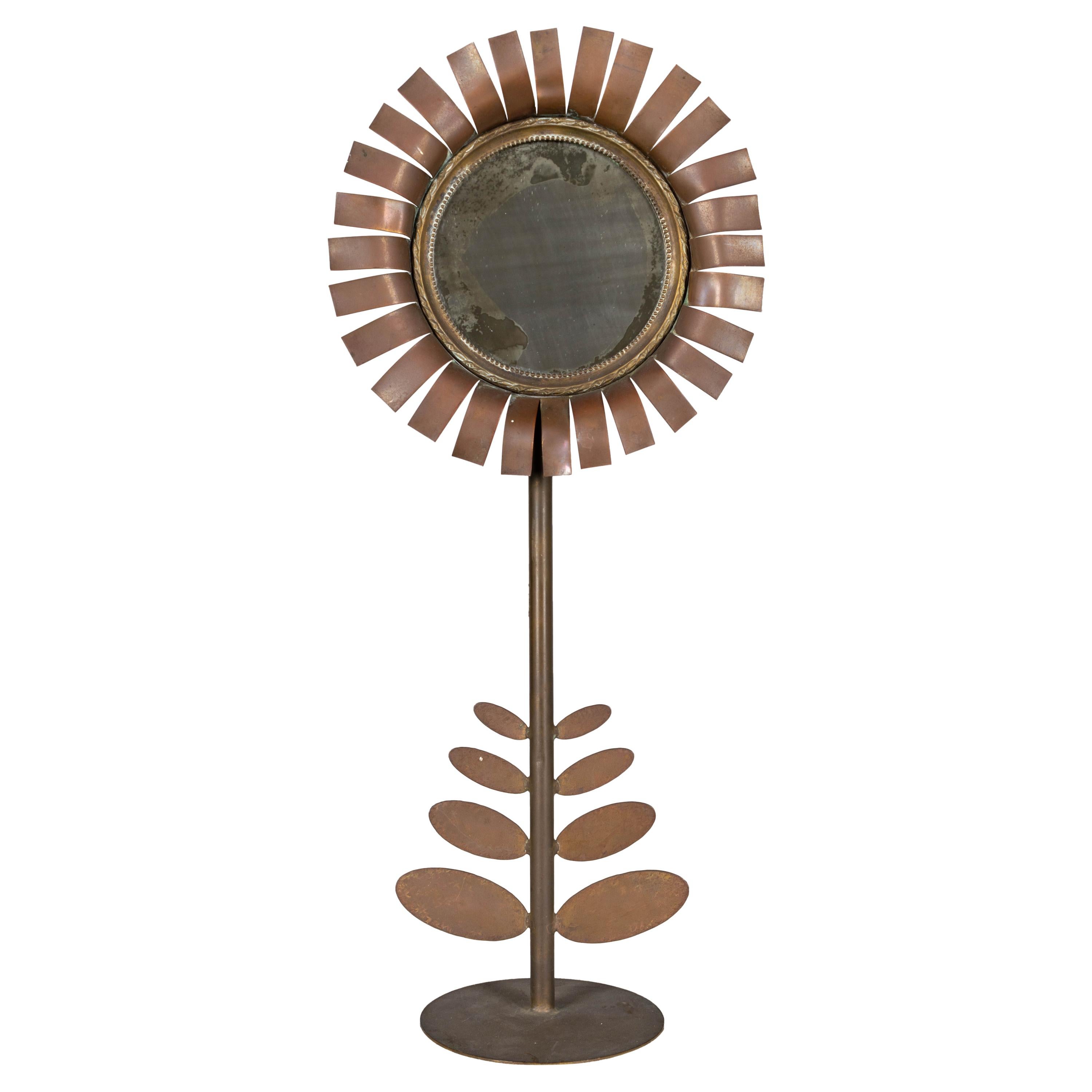 Mid Century Jere Style Flower Sculpture with Mirror