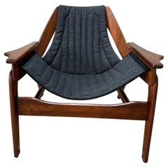Mid Century Jerry Johnson Triumph Walnut Sling Lounge Chair