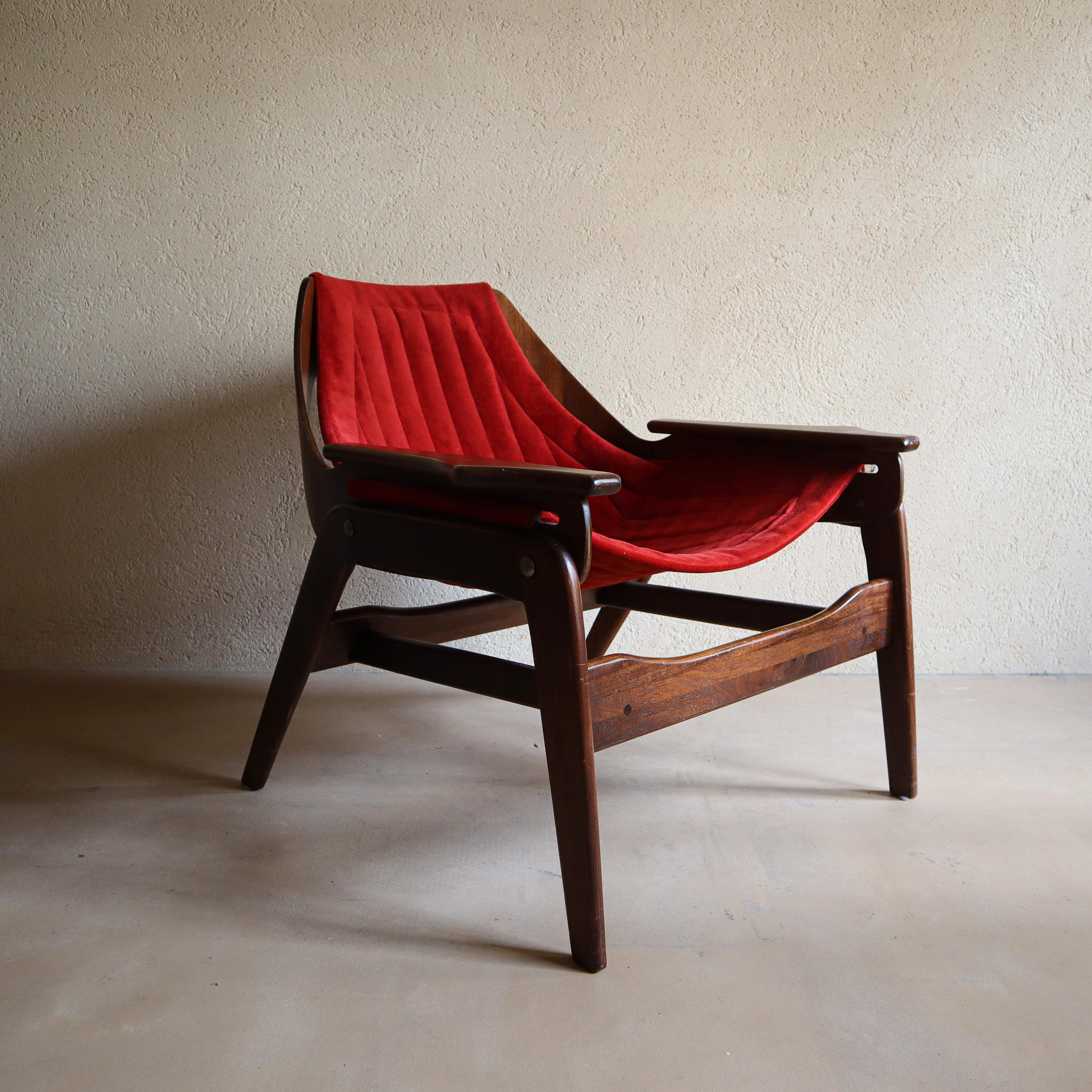 Mid-Century Modern Midcentury Jerry Johnson Walnut Sling Chair