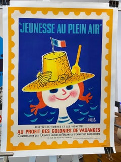 Mid-Century 'JEUNESSE AU PLEIN AIR Beach' Original Vintage Poster by H. MORVAN