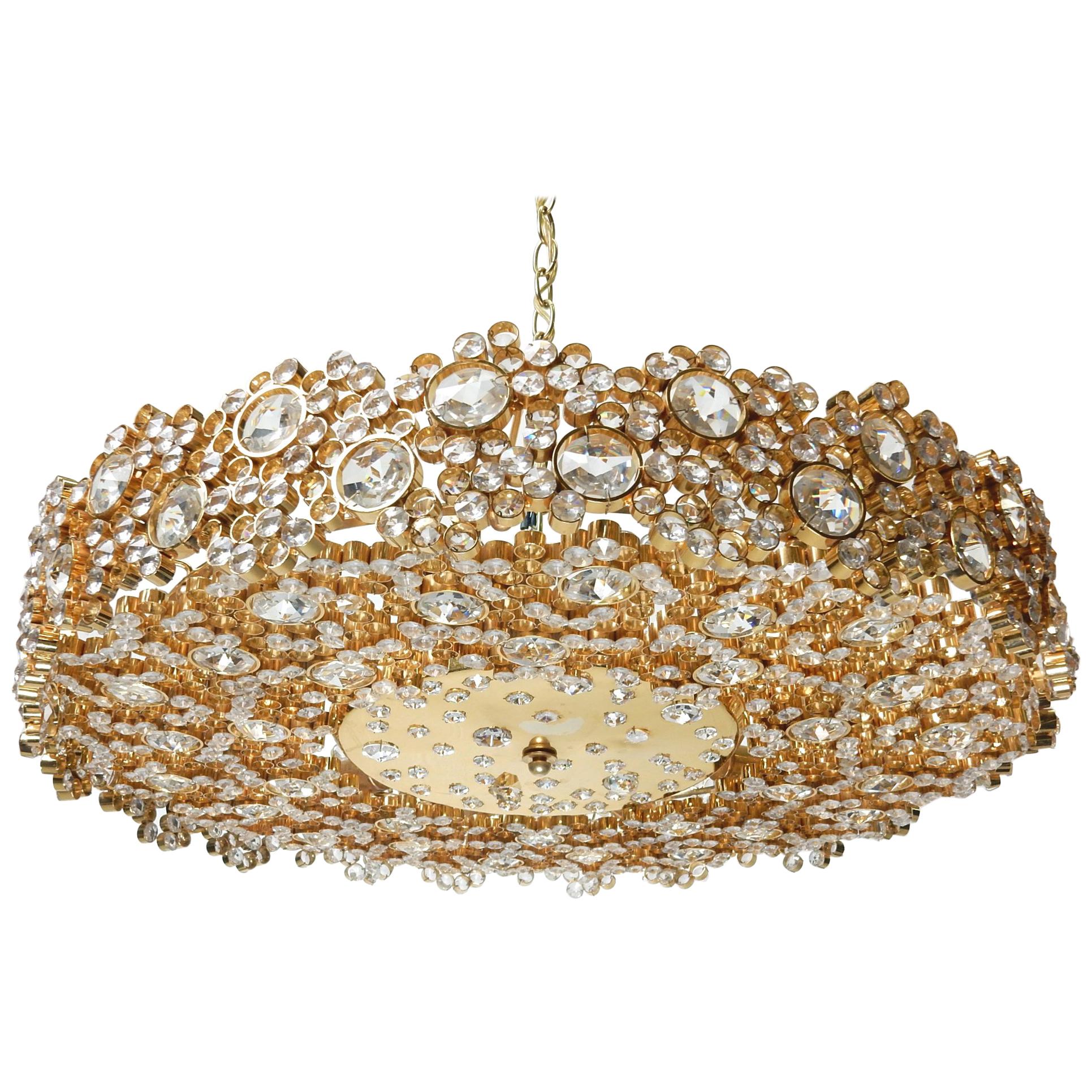 Mid-Century Jeweled Crystal Chandelier by Palwa 'Palme & Walter'