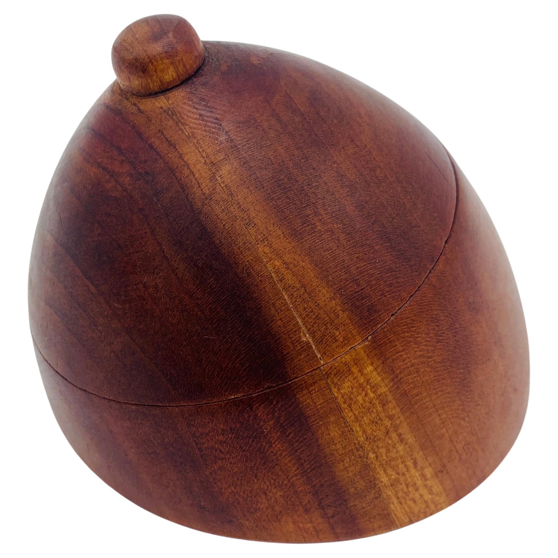 Mid Century Jewelry Box Hand Carved Wood Boob 1960s