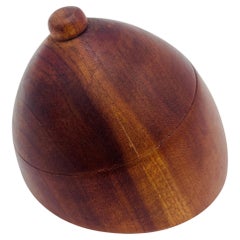 Mid Century Jewelry Box Hand Carved Wood Boob 1960s