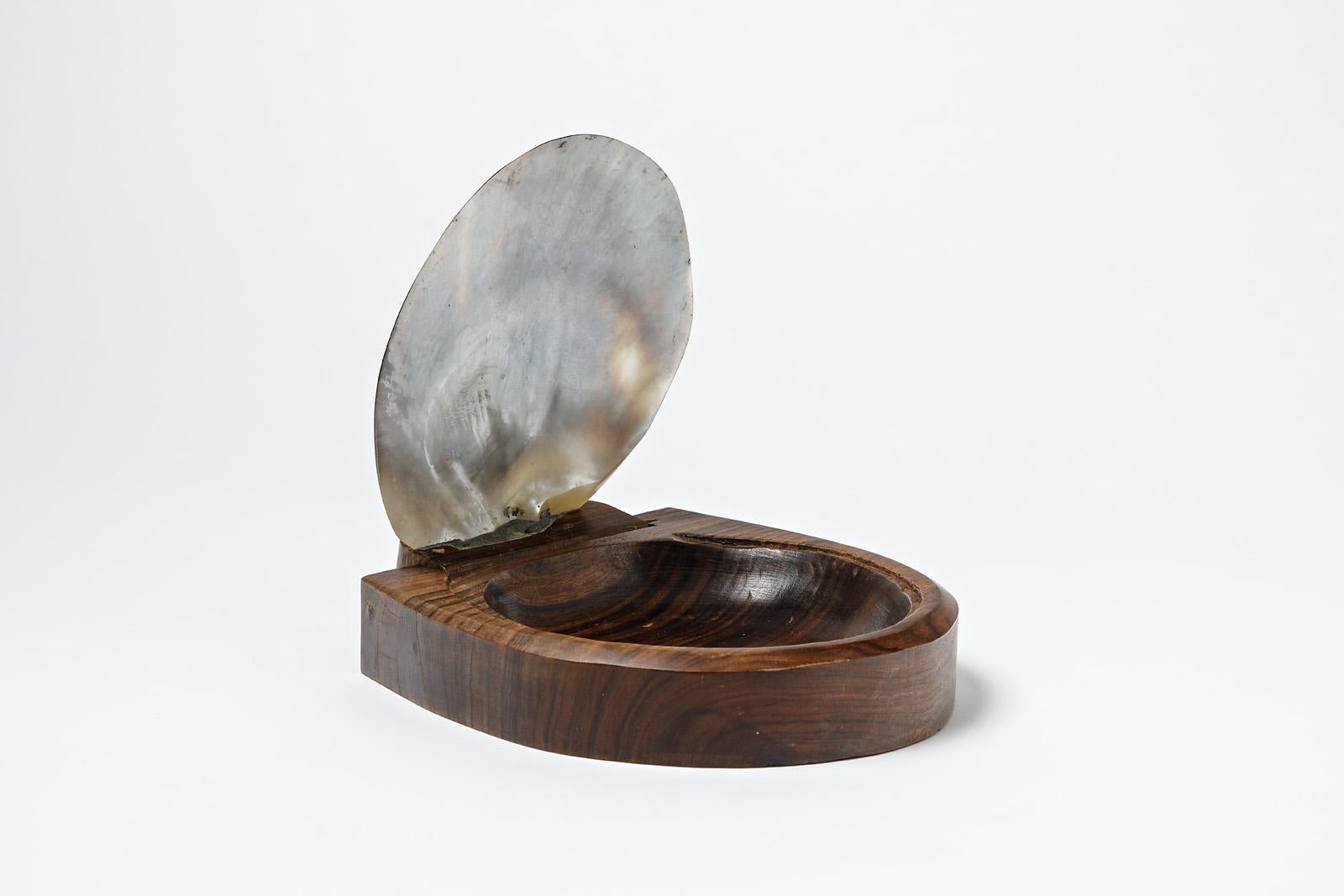 French Midcentury Jewelry Wood and Shelf Box circa 1950 Attributed to Alexandre Noll