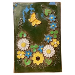 Plaque murale à fleurs Jie Gantofta Suède du milieu du siècle dernier