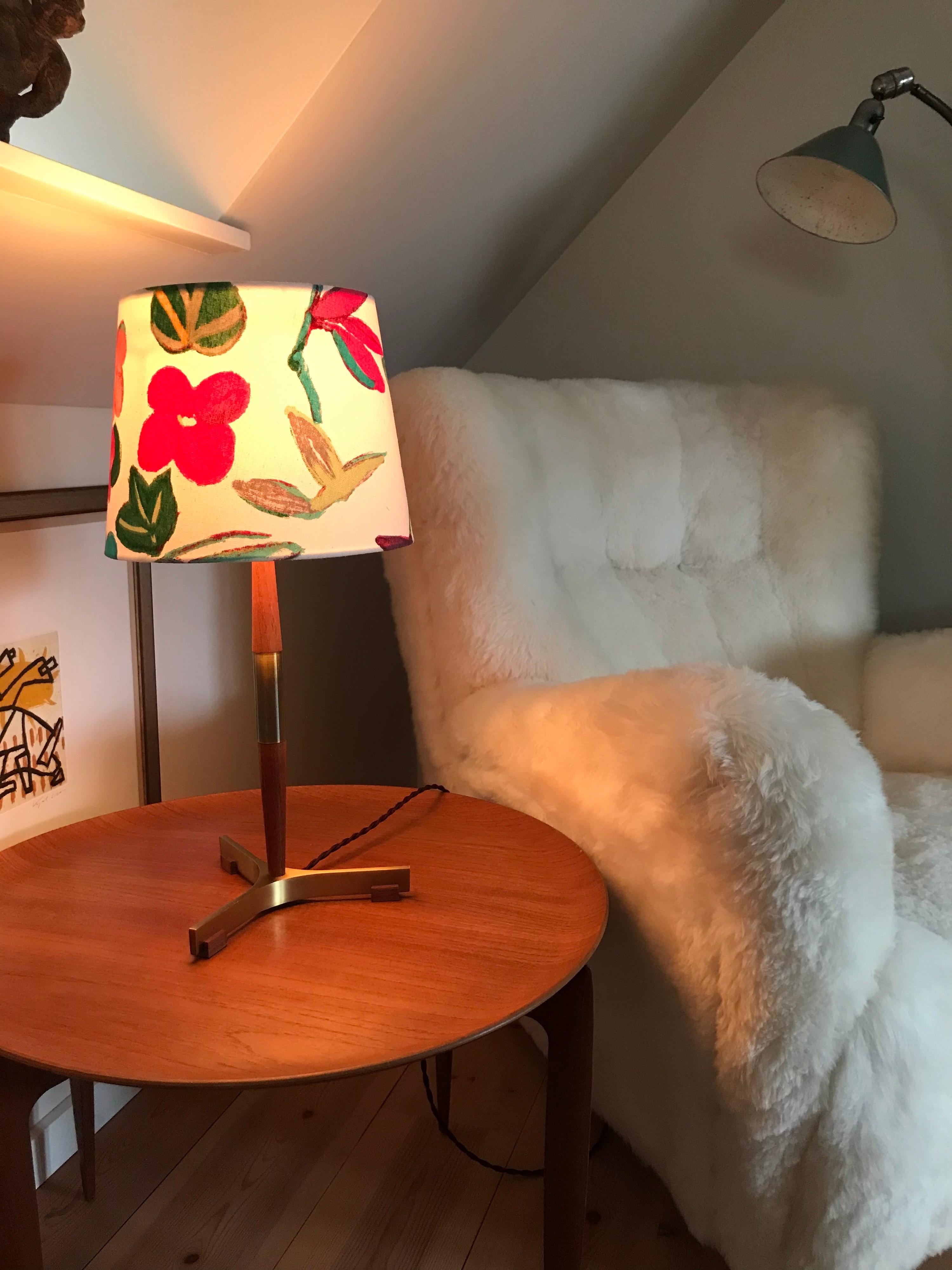 Midcentury Jo Hammerborg President Table Lamp for Fog & Mørup in Teak and Brass 4