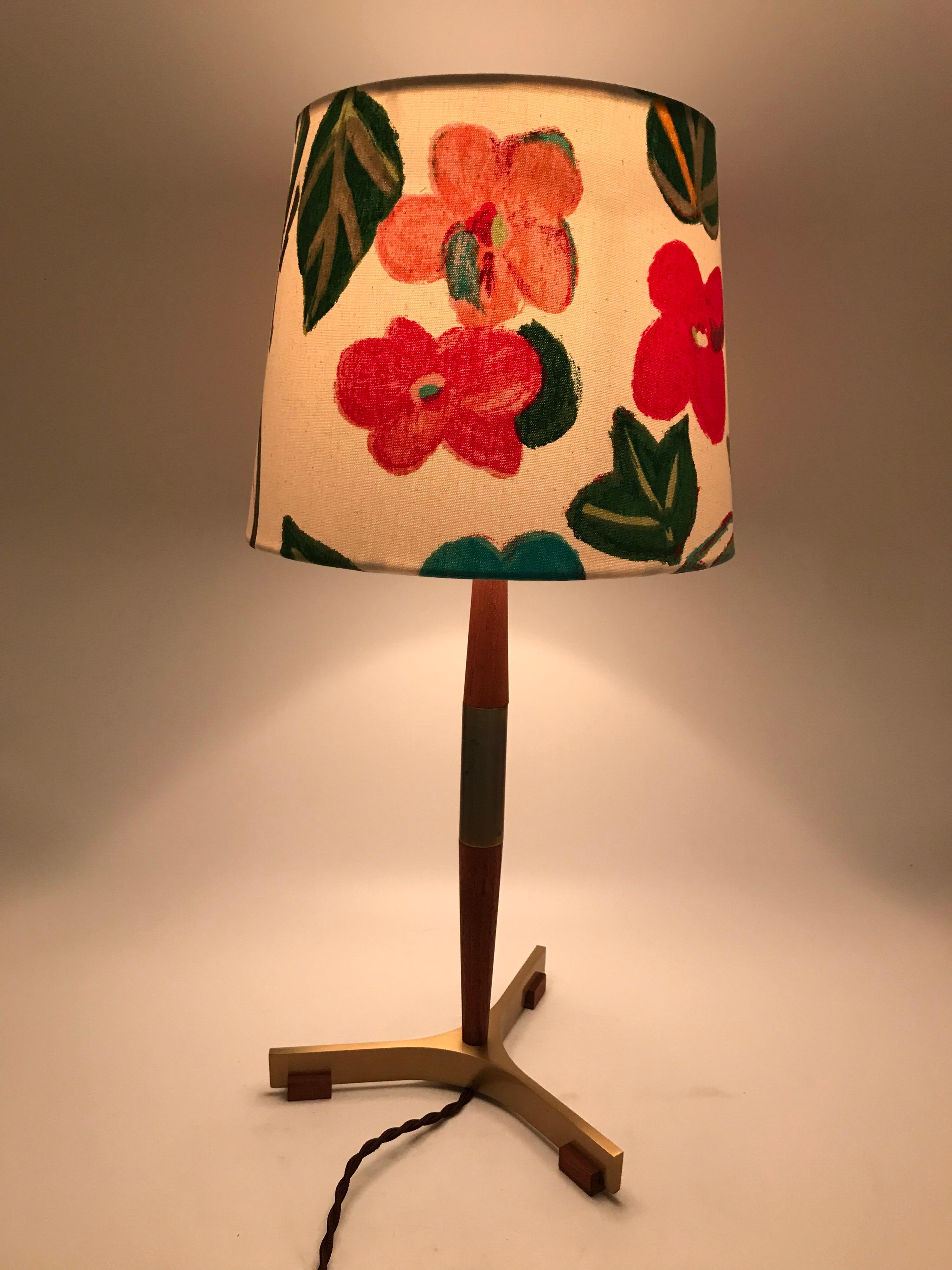 Mid-Century Modern Midcentury Jo Hammerborg President Table Lamp for Fog & Mørup in Teak and Brass