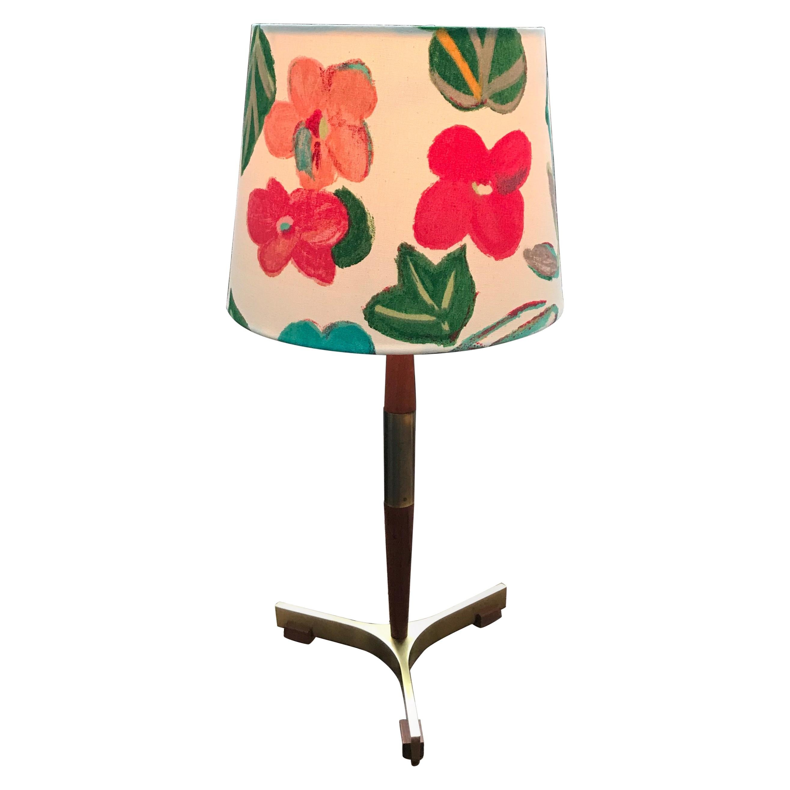 Midcentury Jo Hammerborg President Table Lamp for Fog & Mørup in Teak and Brass