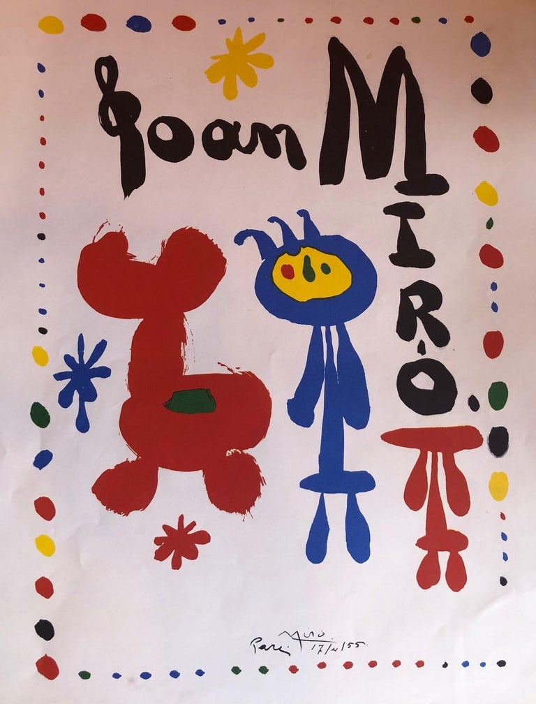 Mid-Century Modern Midcentury Joan Miro Lithograph Art Poster For Sale