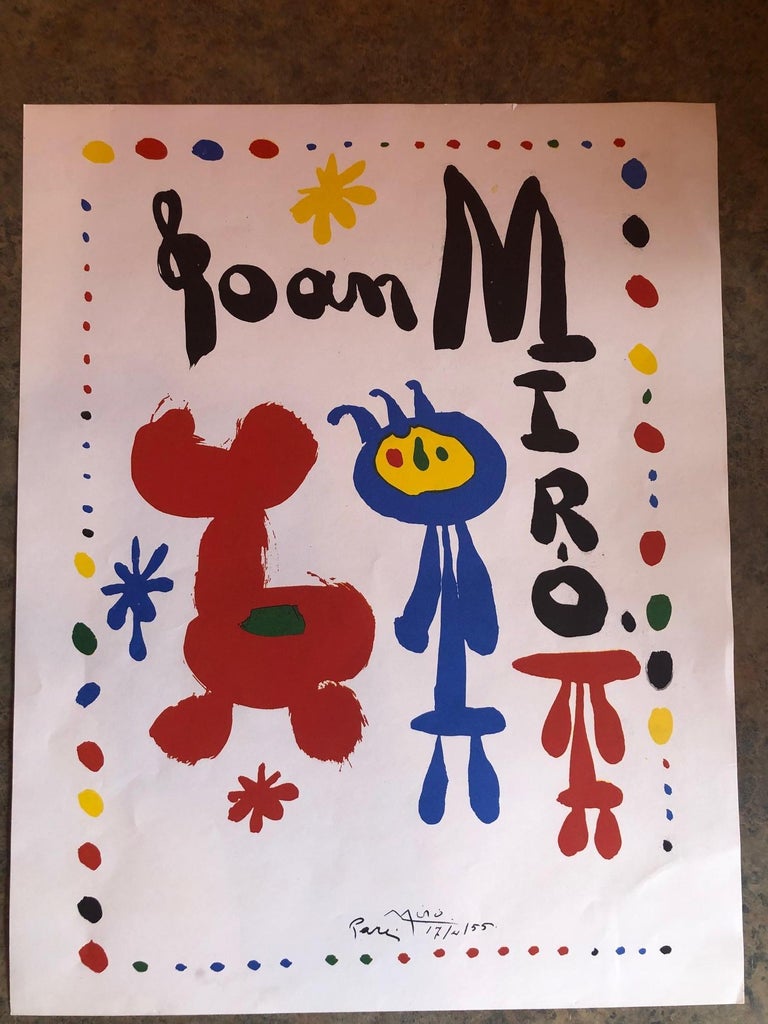 French Midcentury Joan Miro Lithograph Art Poster For Sale