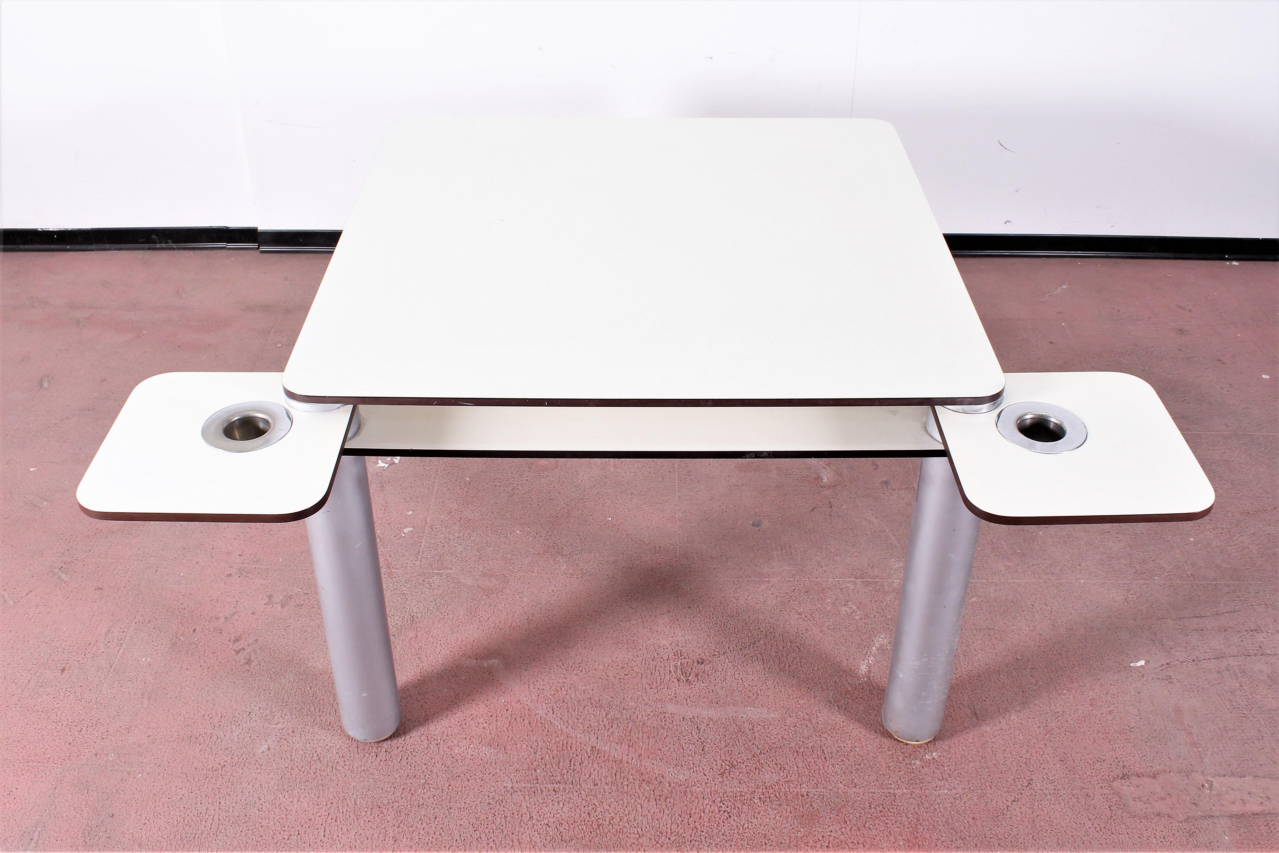 Mid-Century Modern Midcentury Joe Colombo for Zanotta Square White Laminated Poker Table, Italy