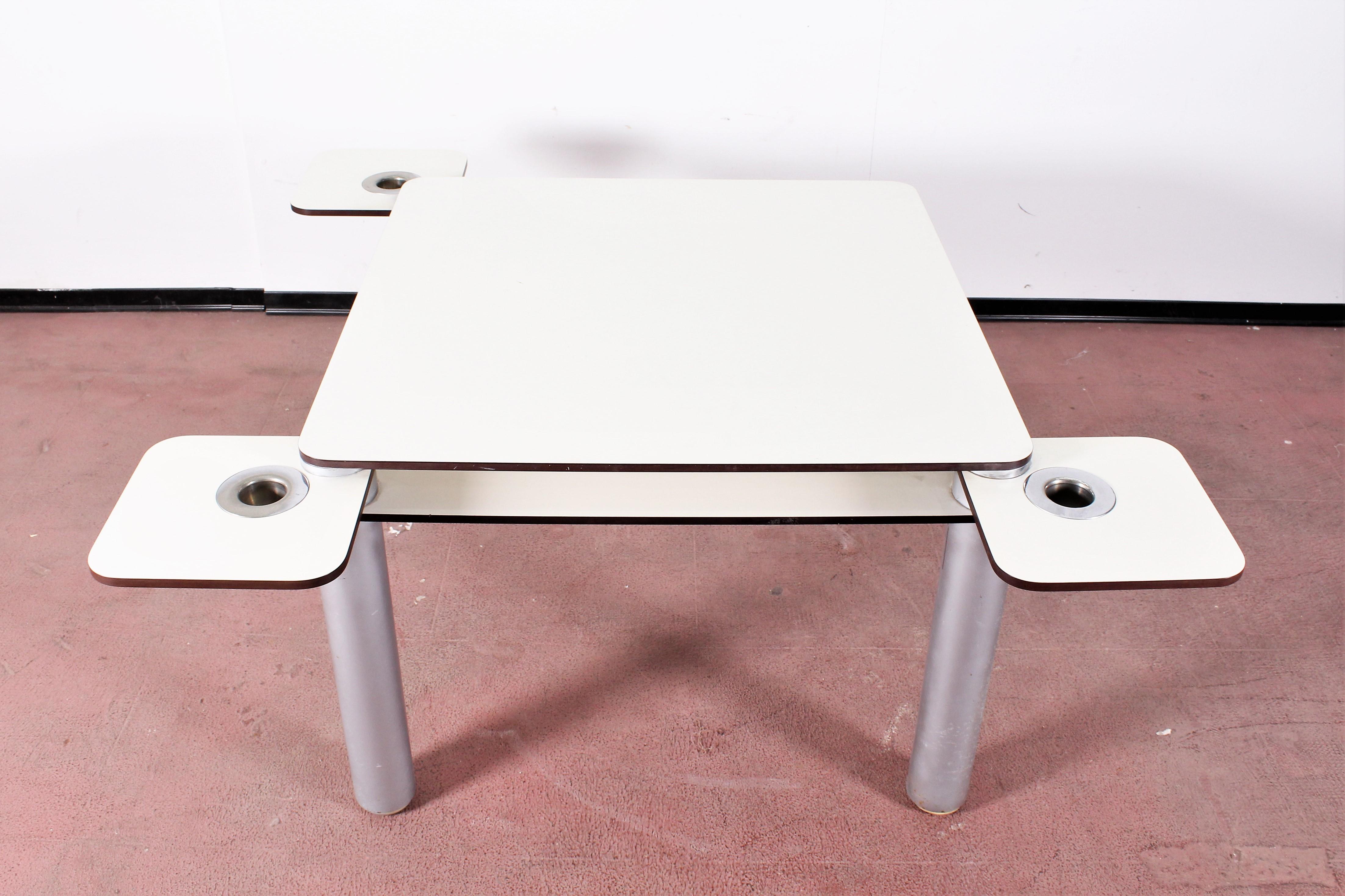 Italian Midcentury Joe Colombo for Zanotta Square White Laminated Poker Table, Italy