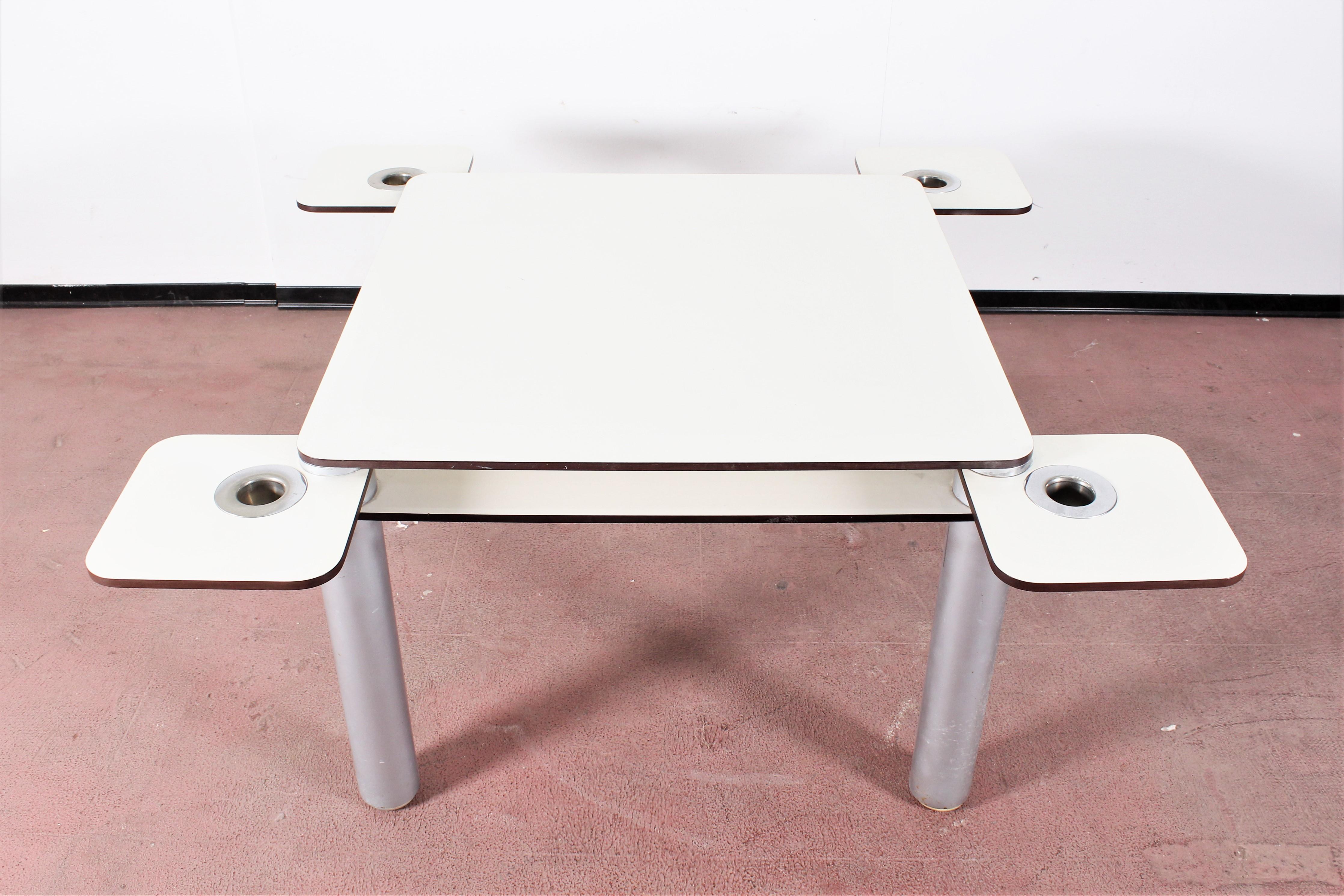 Midcentury Joe Colombo for Zanotta Square White Laminated Poker Table, Italy In Good Condition In Palermo, IT