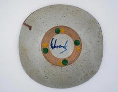 Mid Century Joel Edwards Shallow Abstract Pottery Bowl