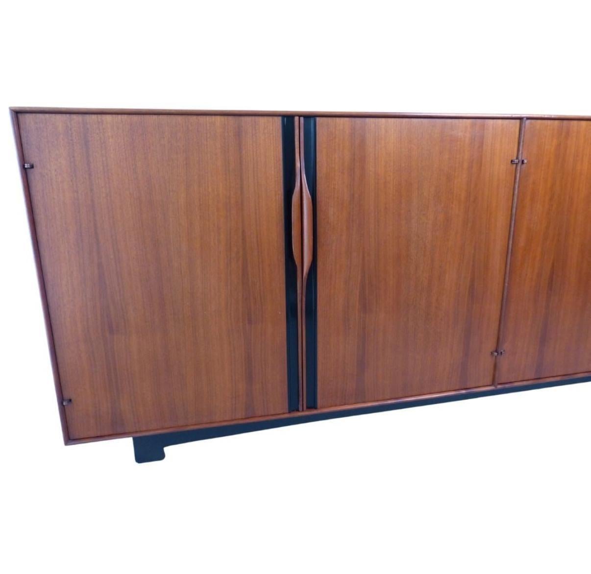 Mid-Century Modern Mid century John Kapel for Glenn of California Long walnut 4 door Credenza For Sale