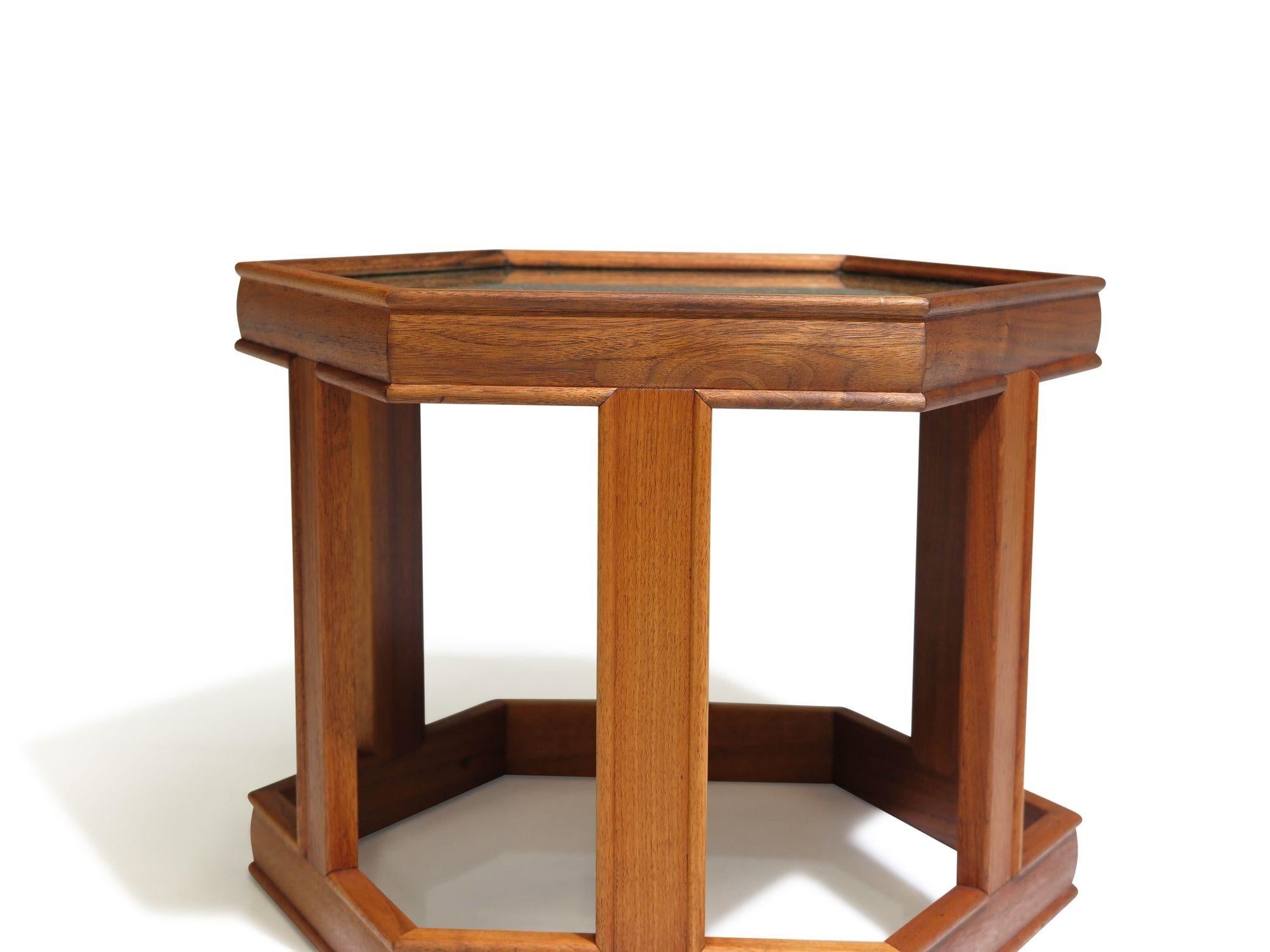 Mid-Century Modern Mid-century John Keal for Brown Saltman Hexagonal Walnut End Tables For Sale