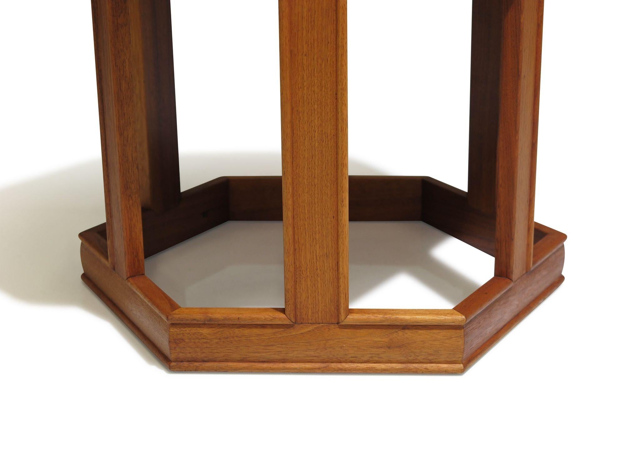 American Mid-century John Keal for Brown Saltman Hexagonal Walnut End Tables For Sale