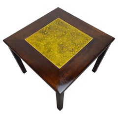 Midcentury John Keal for Brown Saltman Walnut and Copper Tile Side Table, 1960s