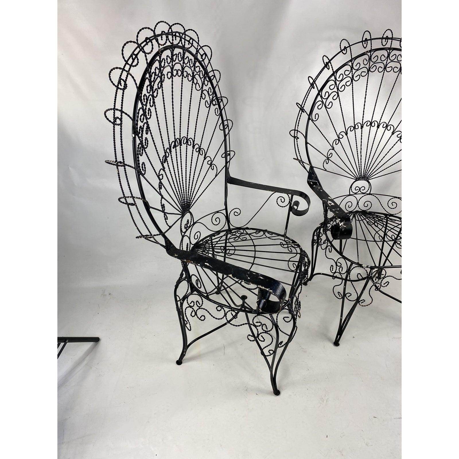 Mid-Century John Salterini Castiron Peacock Chairs, a Pair In Good Condition In Esperance, NY