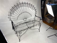 Midcentury John Salterini Cast Iron Peacock Settee
