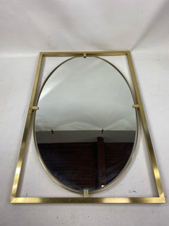 Midcentury John Stuart Brass and Marble Hanging Entryway Shelf with Mirror