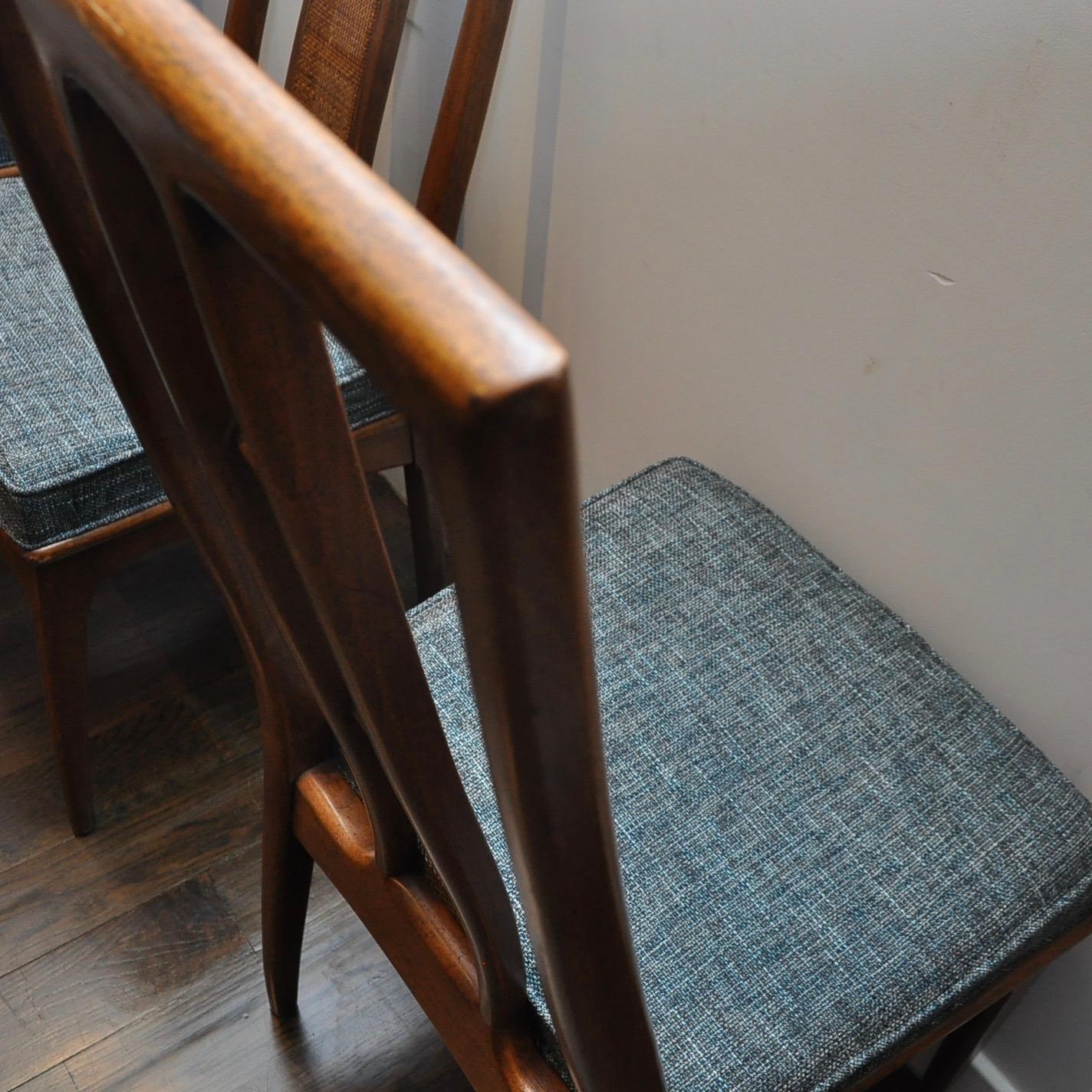 Fabric Midcentury John Stuart Cane Back Dining Chairs